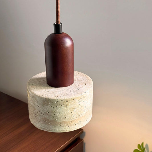 Twilight Cylinder - Travertine Pendant Lamp