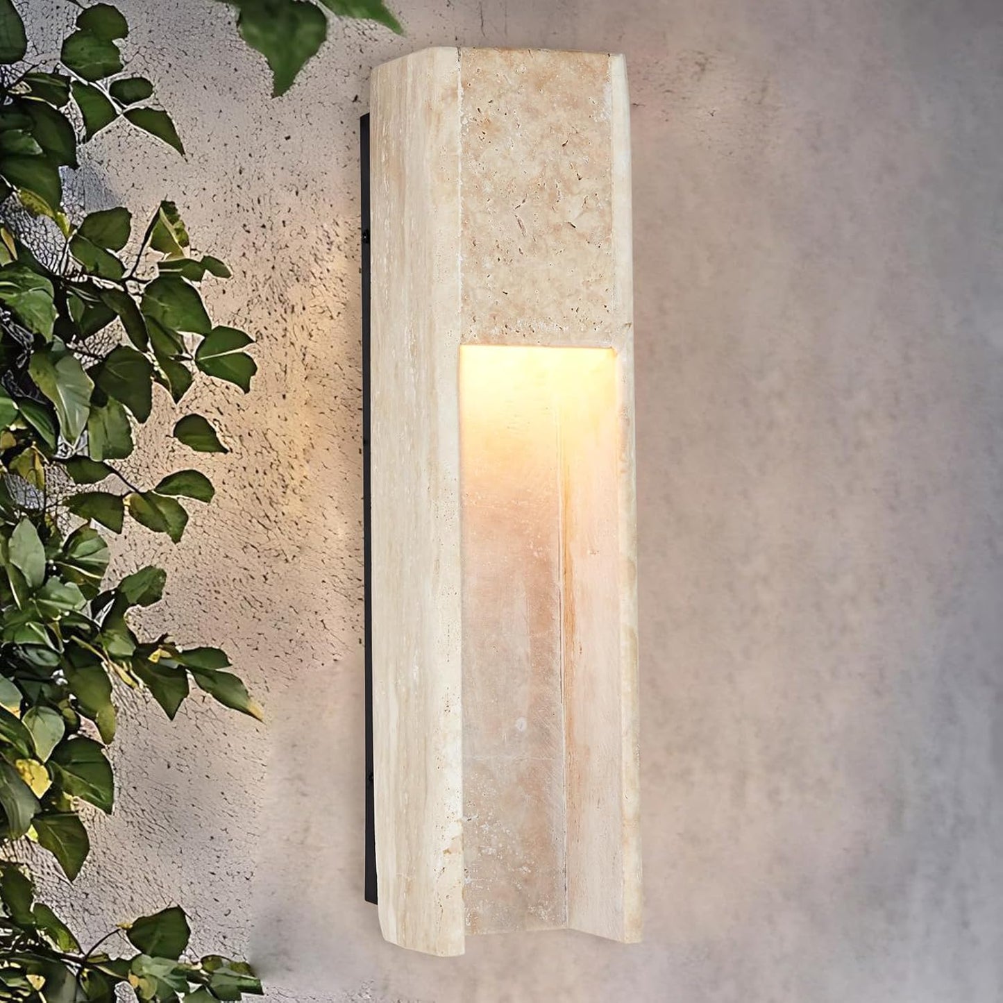 Stone Ember - Outdoor Travertine Wall Light